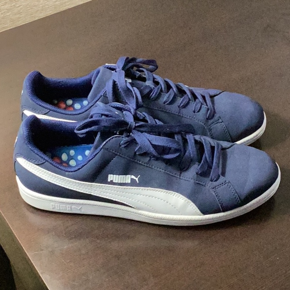 Puma Lace Up Smash Soft Foam Sneakers blue&white Mens Sz 10